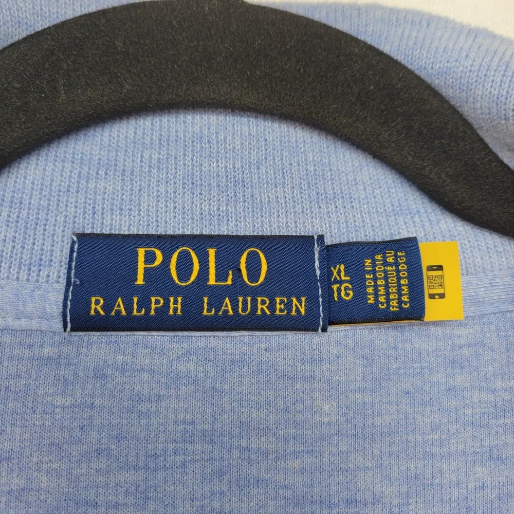 Polo Ralph Lauren Quarter‎ Zip Pullover Mens XL Blue Cotton Knit Mock Neck